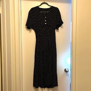 Christy Dawn navy with cream polka dot silk/poly blend dress
